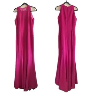Lucian Matis Hot Pink Floor Length Gown Sleeveless Satin Lined Womens Size 8